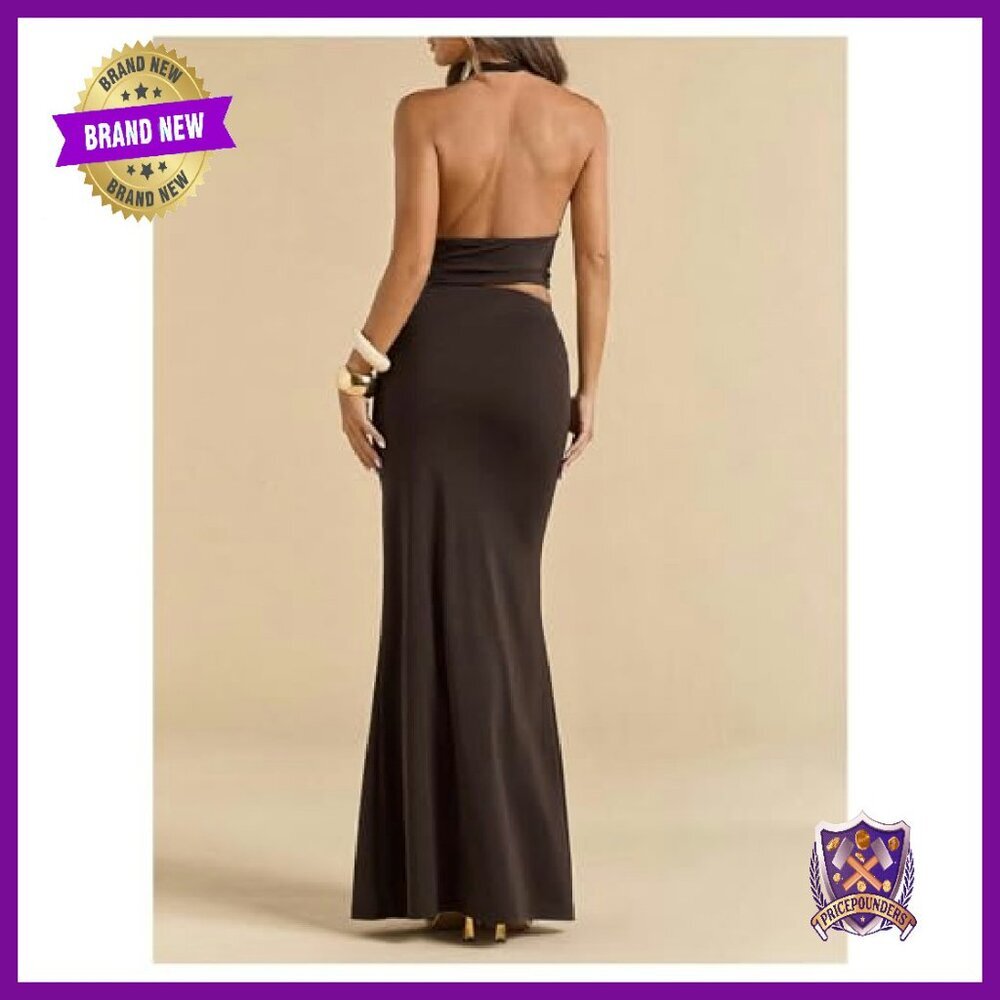 Women's Two Piece Set Halter Top Maxi Skirt Party Outfit - Picture 4 of 6